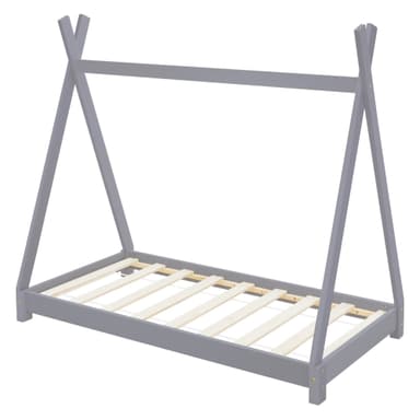 ML Design cot tepi 70 x 140 cm med slatt ram, ljusgrå, indisk säng gjord av