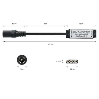 2 x 12V FÖRSTÄRKARE 144W FÖRSTÄRKARE FÖR RGB LED STRIP 12A REPEATER SILENT