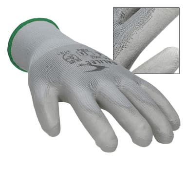 ECD 120 Germany par PU-arbete handskar, storlek 11-XXL, grå, mekaniker handskar