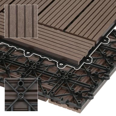 ECD Germany WPC terrassplattor 30x30cm 33er besparingssats för 3m² mörkbrun