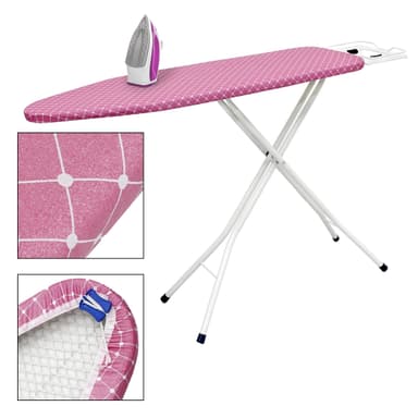 Strykbräda bord med fäste fack 110 x 34cm Pink med glitter och diamanter