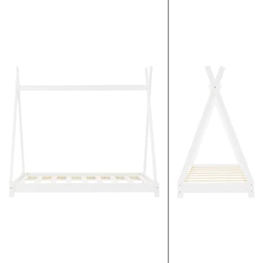 ML Design cot tipi 70 x 140 cm med slatt ram, vit, indisk säng gjord av massivt