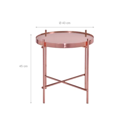 WOMO-DESIGN design sidobord Ø43x45 cm i koppar vardagsrumsbord, runt soffbord,
