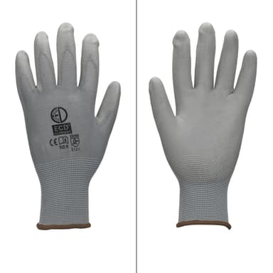 ECD Germany ett par PU-arbetshandskar, storlek 9-L, Gray, mekaniker handskar