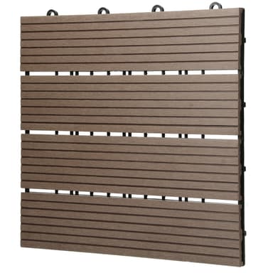 ECD Germany WPC terrassplattor 30x30 cm 11er besparingssats för 1m² mörkbrun i