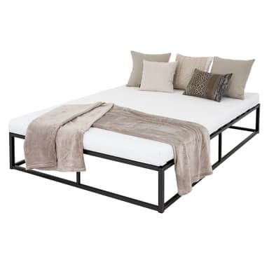 ML Design metallbädd 160x200cm på stålram med slattram, svart, sängram gjord av