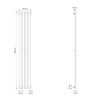 Panelradiatorer Design radiator Handduks Stella 250x1400 Anthr