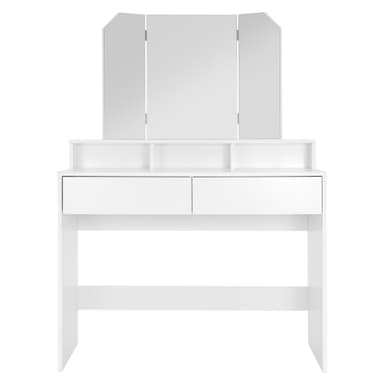 Klädbord med 3-delad fällbar spegel 100x40x140 cm vit spånskiva ML-Design