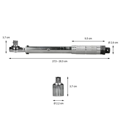 Momentnyckel spärrnyckel 1/2 """"+ 3/8"""" Torque Nm verktyg 13,6-108,5