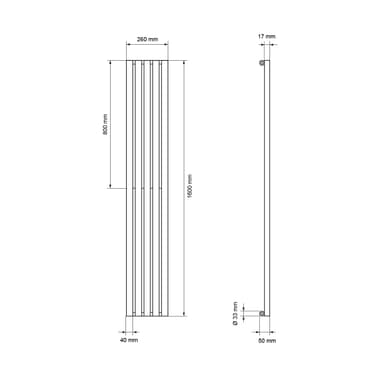 ECD Germany Stella designpanel radiator - 260 x 1600 mm - vit - handduk varmare