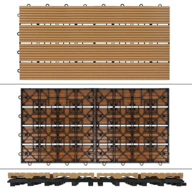 ECD Germany WPC terrassplattor 60x30 cm 28-delars set för 5m² teak i trä leta