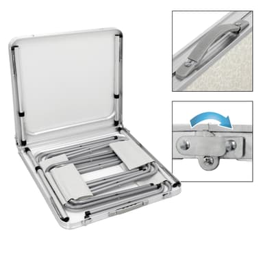 Camping Fällbord trädgård bord med 4 pallar aluminium 120 cm vit / kräm