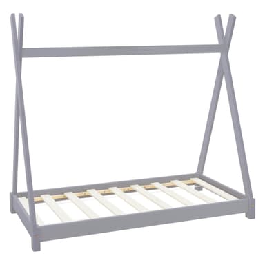 ML Design cot tepi 70 x 140 cm med slatt ram, ljusgrå, indisk säng gjord av