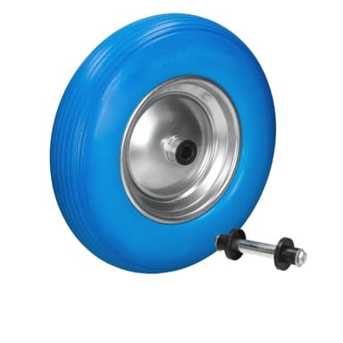 Skottkärrahjul massivt gummi PU blå 4,80 / 4,00-8 390 mm