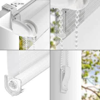 ECD Germany Double rollo klämfix utan borrning 90 x 230 cm Ljusgrå, genomskinlig