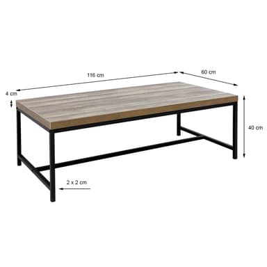 ECD Germany soffbord 116x60x40 cm - kvadrat - av trä MDF / metallram -