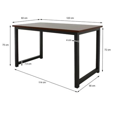 ML-Design skrivbord med en modern design, 120 x 60 x 75 cm, svart valnöt,