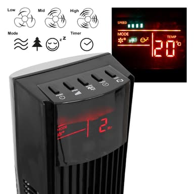 ECD Germany piedestalfläkt med LED-display och fjärrkontroll - 45W - 116x31 cm -
