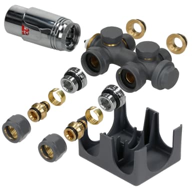 Radiatortermostat anslutningsuppsättning Universal antracit medieanslutning