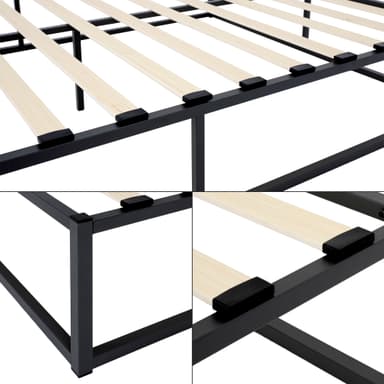 ML Design Metalbädd 120x200cm på stålram med slattram, svart, sängram av metall,