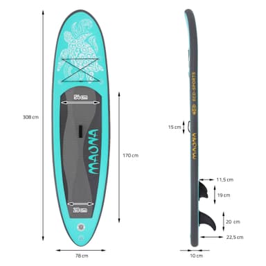 Surfingbräda Stand Up Paddle SUP styrelse Maona paddel ombord uppblåsbar
