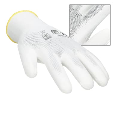 ECD Germany 24 par PU arbetshandskar, storlek 8-M, färg vit, mekanik handskar,