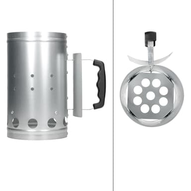 ECD Germany skorsten med säkerhetshandtag av galvaniserat stål silver för grill