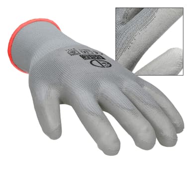 ECD 12 Germany par PU-arbete handskar, storlek 7-S, Gray, mekaniker handskar