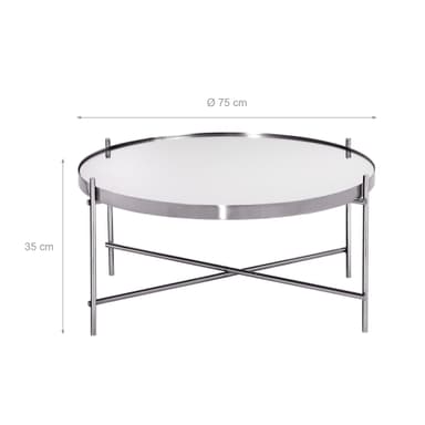 WOMO-DESIGN design soffbord Ø 75x35 cm i silver av metall och glas,