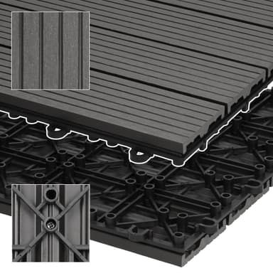 ECD Germany WPC terrassplattor 60x30 cm 6-delars set för 1m² antracit i trä leta