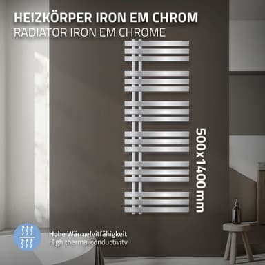 Design badrumsradiator Iron EM 500x1400 mm krom LuxeBath