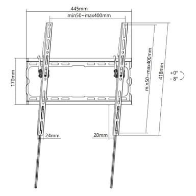 TV väggfäste för 32-70"""" TV VESA 600x400