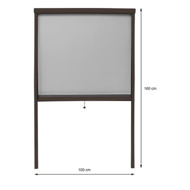 Myggnät insektsskärmen Rullgardin aluminium fönsterram Brown 100 x 160cm