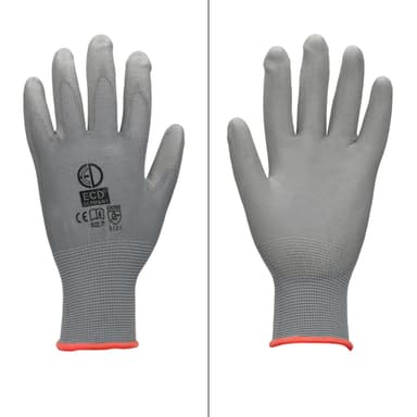 ECD 12 Germany par PU-arbete handskar, storlek 7-S, Gray, mekaniker handskar