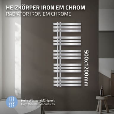 Design badrumsradiator Iron EM 500x1200 mm krom LuxeBath