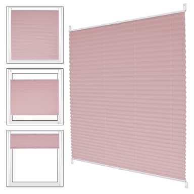 ECD Germany Plisserad klämfix utan borrning 55 x 200cm Rosa Viewpt Sol och Sight