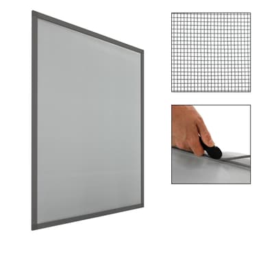 Myggnät Grå 80 x 100 cm fönster insekt fönster aluminiumram