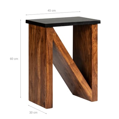 WOMO-DESIGN soffbord soffbord soffbord massivt trä akacia """"N"""" form 60 cm