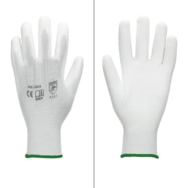 ECD Germany 48 par PU arbetshandskar, storlek 11-XXL, färg vita, mekanik