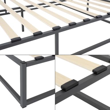 ML Design metallbädd 160x200cm på stålram med slattram, svart, sängram gjord av
