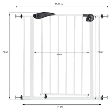 ECD Germany Dörrskydd för barn, hundar och katter, 75-85 cm, utan borrning, vit,