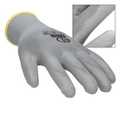 ECD 12 Germany par PU-arbete handskar, storlek 8-M, Gray, mekaniker handskar