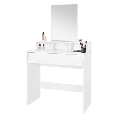 Klädbord med rektangulär spegel 80x40x140 cm Vit spånskiva ML Design