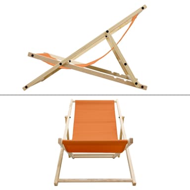 ECD Germany vikbar solstol av trä - 3 liggande lägen - upp till 120 kg - orange