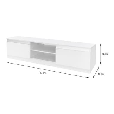 ML Design Trä TV Lowboard i vit, 120x36x40 cm, modernt TV-kort med