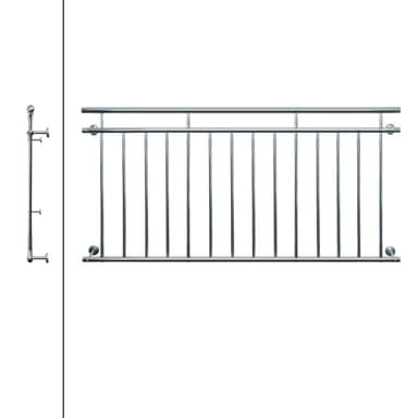 ECD Germany fransk balkong 184 x 90 cm | 14 tvärbalkar | speglande | rostfritt
