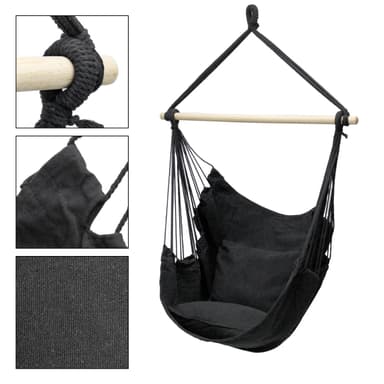 Hängande stol hängande stol hängande swing antracit med hängmatta stol frame