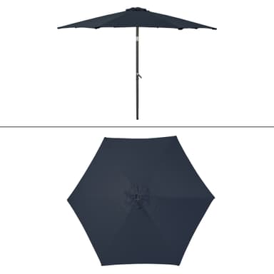 Parasol med vev inkl. LED Solar Ø 300 cm Marinblå tillverkad av Polyester