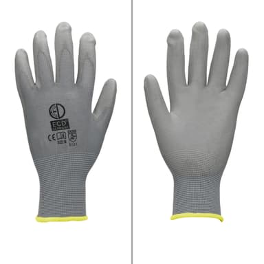 ECD 12 Germany par PU-arbete handskar, storlek 8-M, Gray, mekaniker handskar