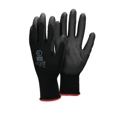 ECD 120 Germany par PU-arbete handskar, storlek 7-S, Svart, mekaniker handskar